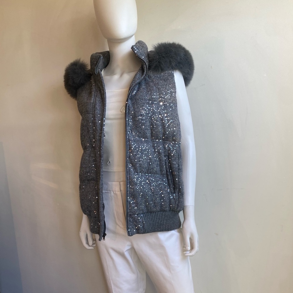 Alice + Olivia Gray Sparkle Vest
